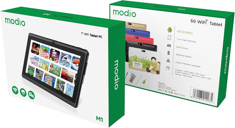Modio M1 7” Tablet 4GB RAM 128GB Storage, Wi-Fi Only