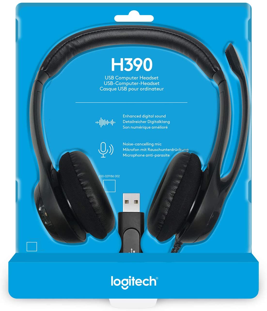 Logitech H390 USB-A Headset with Noise Cancelling Mic Black (981-000475)
