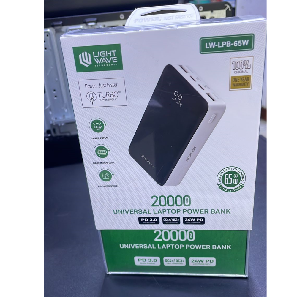 Lightwave LW-LPB-65W 20000mAh Laptop Power Bank-USB C1,USB C2,A1,A2