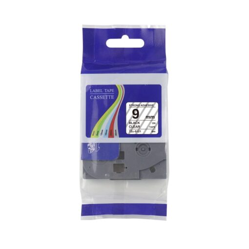 Brother laminated 9mm TZC-s121 black on clear Label Cartridge