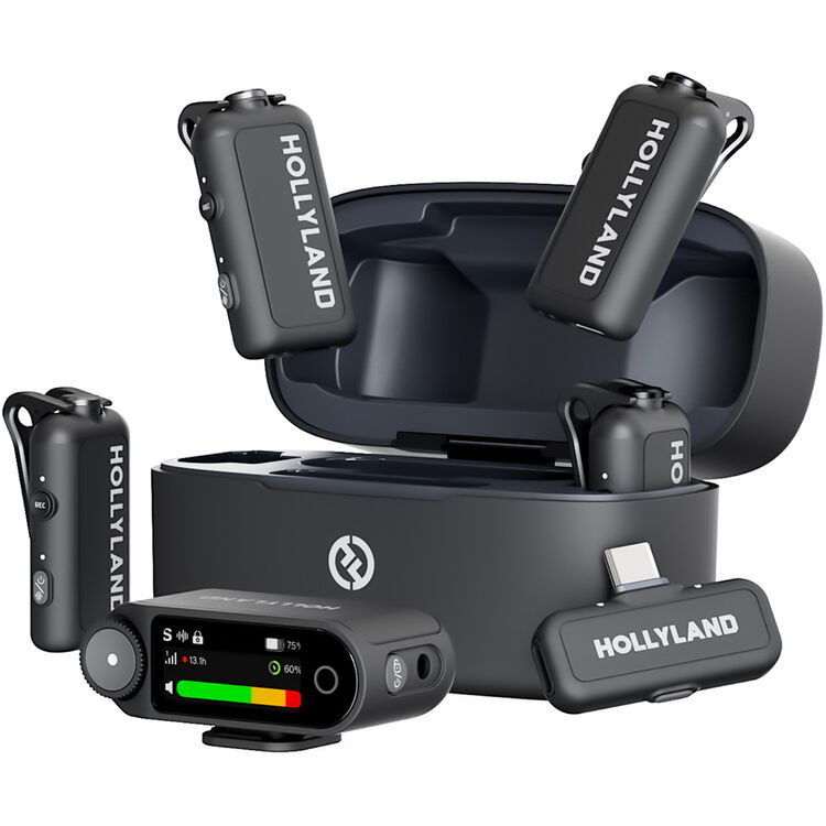 Hollyland LARK MAX 2 Combo 4-Person Wireless Microphone System for Cameras and Mobile Devices (Space Gray, 2.4 GHz)