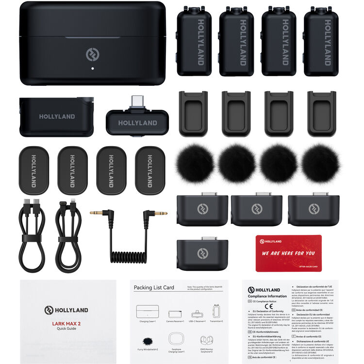 Hollyland LARK MAX 2 Combo 4-Person Wireless Microphone System for Cameras and Mobile Devices (Space Gray, 2.4 GHz)